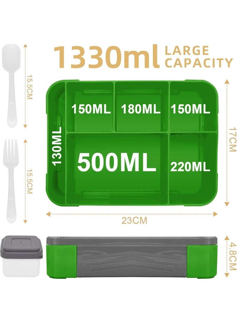 4h Essentials Premium Leak Proof Bento Lunch Box with 6 Compartments – BPA Free, Microwave Safe lunch box for Adults & Kids daily use for School, Office and Travel (Grey) - Image 2