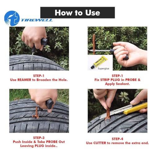 TIREWELL TW-5003 6-in-1 Portable Tubeless Tire Puncture Kit with Storage Box Emergency Flat Tire Repair Box for Car Bike SUV & Motorcycle - Image 4