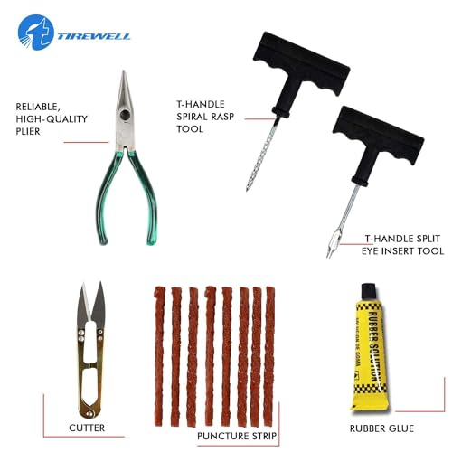 TIREWELL TW-5003 6-in-1 Portable Tubeless Tire Puncture Kit with Storage Box Emergency Flat Tire Repair Box for Car Bike SUV & Motorcycle - Image 3