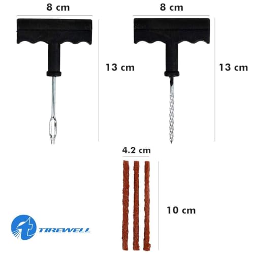 TIREWELL TW-5003 6-in-1 Portable Tubeless Tire Puncture Kit with Storage Box Emergency Flat Tire Repair Box for Car Bike SUV & Motorcycle - Image 2