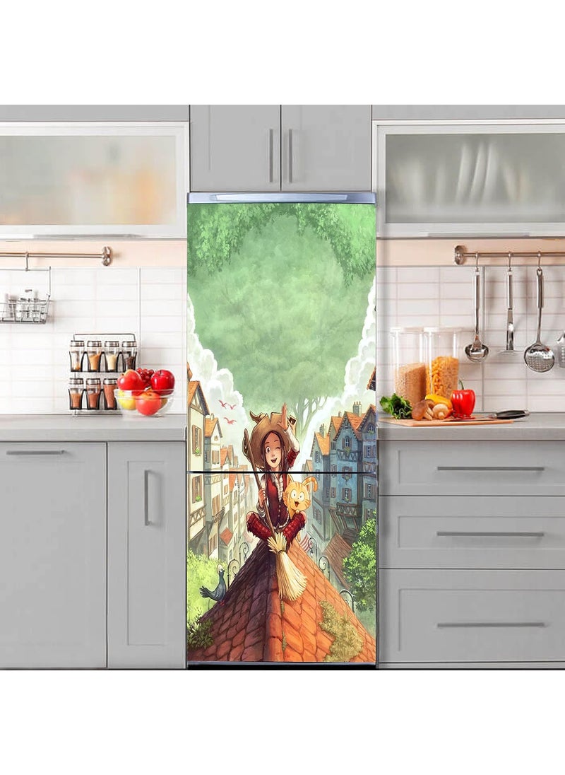 Psychedelic Collection Psychedelic Collection Painting Watercolor Paint Artist Drawing Adventure gameDecorative Extra Large PVC Vinyl Fridge Sticker Multicolor 60 cm X 160 cm_FD910_WP  - Image 4
