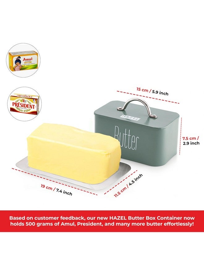 Hazel علبة زبدة هازيل مع غطاء ومقبض | طبق زبدة 500 جرام مع غطاء | صندوق تخزين الزبدة لتخزين الزبدة، مادة غذائية - Image 3