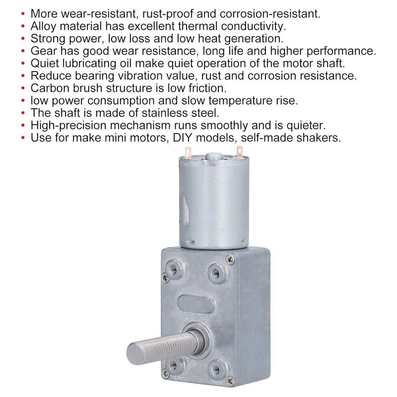 JGY370 DC 24V Gear Motor with M8 Threaded Shaft, High Torsion Low Speed Self - Locking Gear Motor for DIY Robots and Mini Projects (10RPM) - Image 5