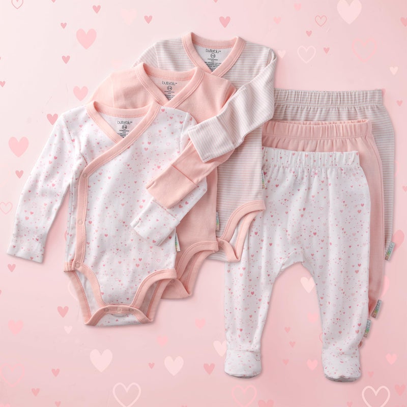 Butterblu Sterling 3-Pack Kimono Bodysuits 100% Organic Cotton Side Snap for Baby Boys & Girls, Pink Twinkle, 0-3 Months - Image 5