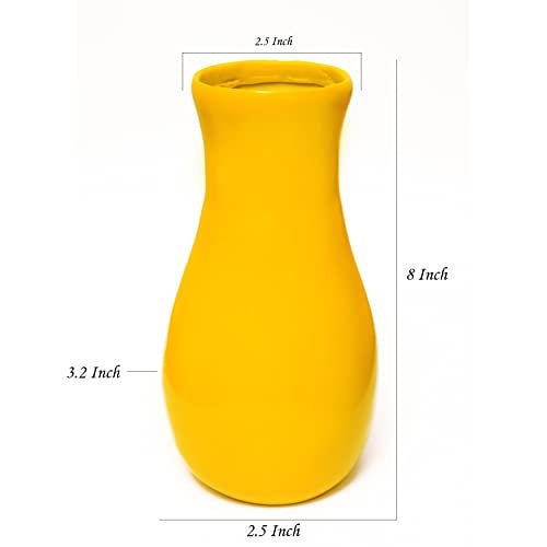 TREE MAISON CORONATING HOMES Yellow Vase | 8 Inch | Decorative Resin for Home & Office Décor | Elegant Modern Yellow for Living Room, Table & Gifting | Pack of 1 - Image 2