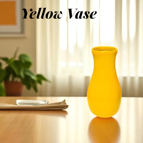 TREE MAISON CORONATING HOMES Yellow Vase | 8 Inch | Decorative Resin for Home & Office Décor | Elegant Modern Yellow for Living Room, Table & Gifting | Pack of 1 - Image 4