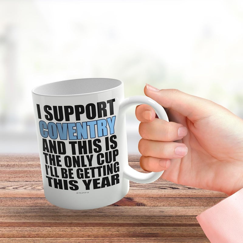 Stuff4 كوب مضحك لعيد الأب هدية كرة القدم لمشجعي كوفنتري - كوب فوتي أونلي - أكواب مزحة هدية عيد ميلاد للابن والأب والأخ والعم والزميل والصديق، 11 أونصة سيراميك آمن للغسالة أكواب قهوة وشاي - Image 3