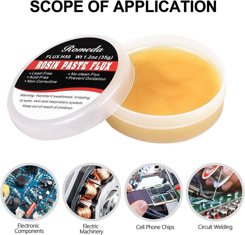 Romeda 2 Jar Solder Flux, Flux for Soldering, Rosin Soldering Flux Paste for Lead-Free Electronics Soldering and Soldering DIY (1.2oz/35g in a Jar) - Image 5