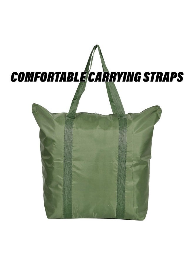 Kuber Industries Kuber Industries Unisex Storage Bag | Clothes Storage Bag | Storage Bag with Handle | Parachute Shopping Bag | Grocery Hand Bag | Foldable Storage Bag | Lining Front Pocket | Green  - Image 4