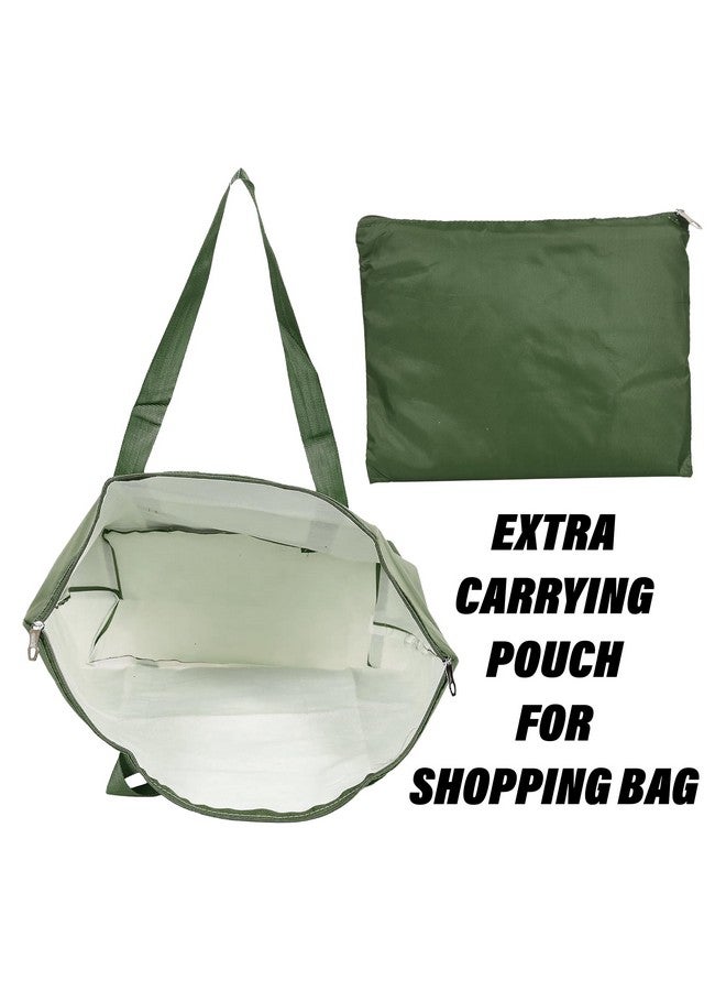 Kuber Industries Kuber Industries Unisex Storage Bag | Clothes Storage Bag | Storage Bag with Handle | Parachute Shopping Bag | Grocery Hand Bag | Foldable Storage Bag | Lining Front Pocket | Green  - Image 5