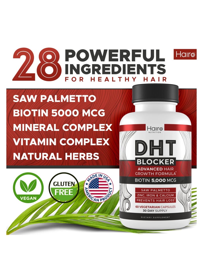 Hairo Nutrition - DHT Blocker Hair Follicle Regrowth with High Potency Biotin for Women and men - Image 1