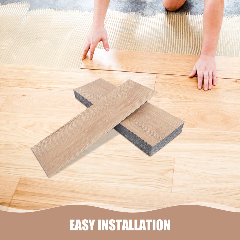 32pcs Wall Tile Stickers: Wood Grain Peel And Stick Self-Adhesive Pvc Wallpaper - Sticky Floor Tiles For Bathroom Kitchen Home Renovation - Image 4