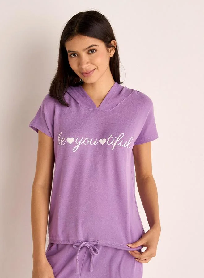 Splash FAV Slogan Print Hooded T-shirt and Elasticated Joggers Set