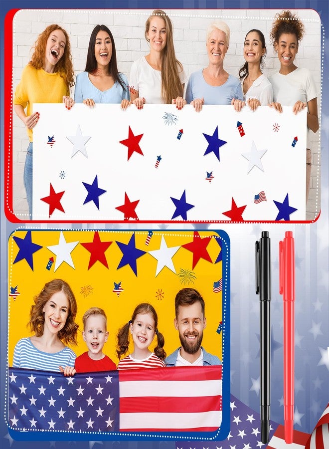 Moinchore 100 Pcs 6'' Large Paper Patriotic Star Cutouts with 2 Pcs Marker Pens Red White Blue Cutouts Star Bulletin Board Decor for Classroom Office 4th of July Veterans Patriot Day - Image 4