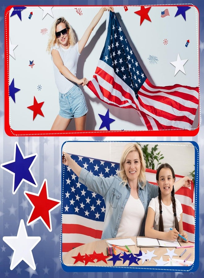 Moinchore 100 Pcs 6'' Large Paper Patriotic Star Cutouts with 2 Pcs Marker Pens Red White Blue Cutouts Star Bulletin Board Decor for Classroom Office 4th of July Veterans Patriot Day - Image 5