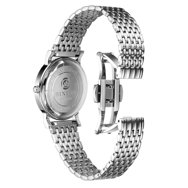 BINLUN Ultra Thin Mesh Stainless Steel Watch Band Light Watch Strap Polished Watch Bracelets Replacement 12mm/14mm/16mm/18mm/20mm/22mm for Men Women with Butterfly Buckle(Silver,18mm) - Image 2