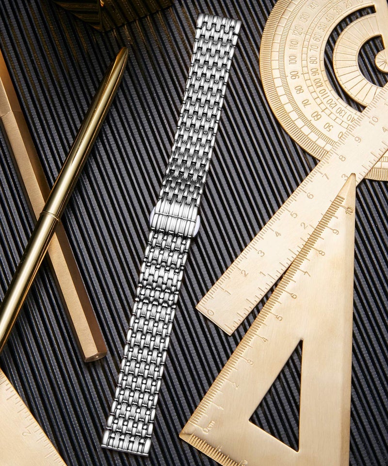 BINLUN Ultra Thin Mesh Stainless Steel Watch Band Light Watch Strap Polished Watch Bracelets Replacement 12mm/14mm/16mm/18mm/20mm/22mm for Men Women with Butterfly Buckle(Silver,18mm) - Image 5