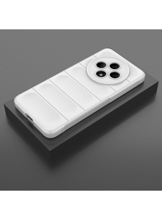 جراب خلفي من السيليكون عالي الجودة متوافق مع Oppo Reno 12F جراب Magic Shield المقاوم للصدمات مع حماية للكاميرا (أبيض) - Image 3