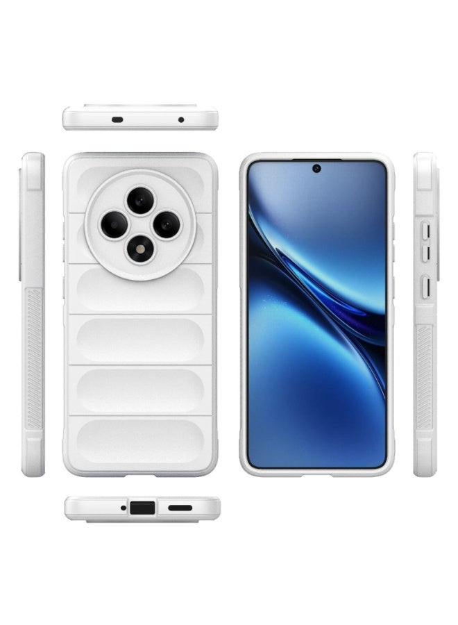 جراب خلفي من السيليكون عالي الجودة متوافق مع Oppo Reno 12F جراب Magic Shield المقاوم للصدمات مع حماية للكاميرا (أبيض) - Image 2