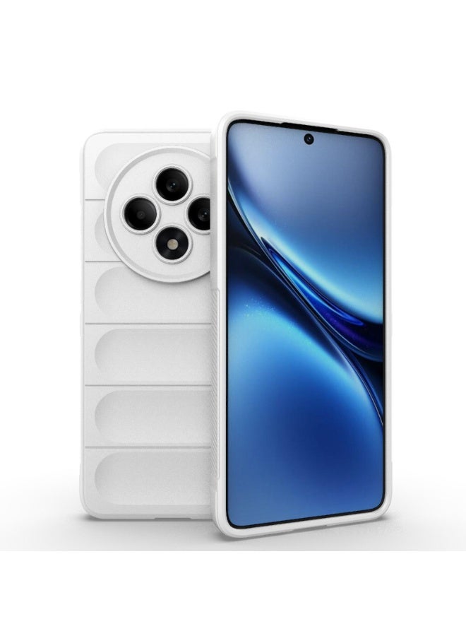 جراب خلفي من السيليكون عالي الجودة متوافق مع Oppo Reno 12F جراب Magic Shield المقاوم للصدمات مع حماية للكاميرا (أبيض) - Image 1