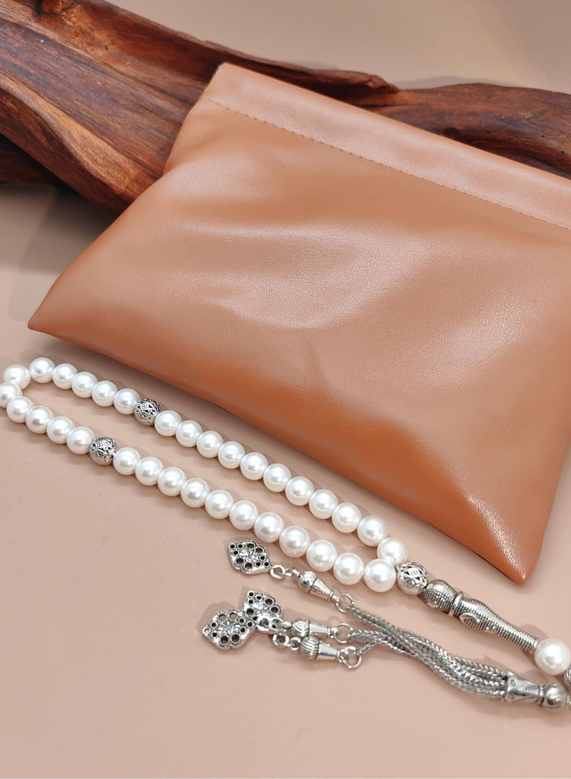 موجود 33 خرزة صدفة طبيعية/تسبيح/8 سم - Image 4