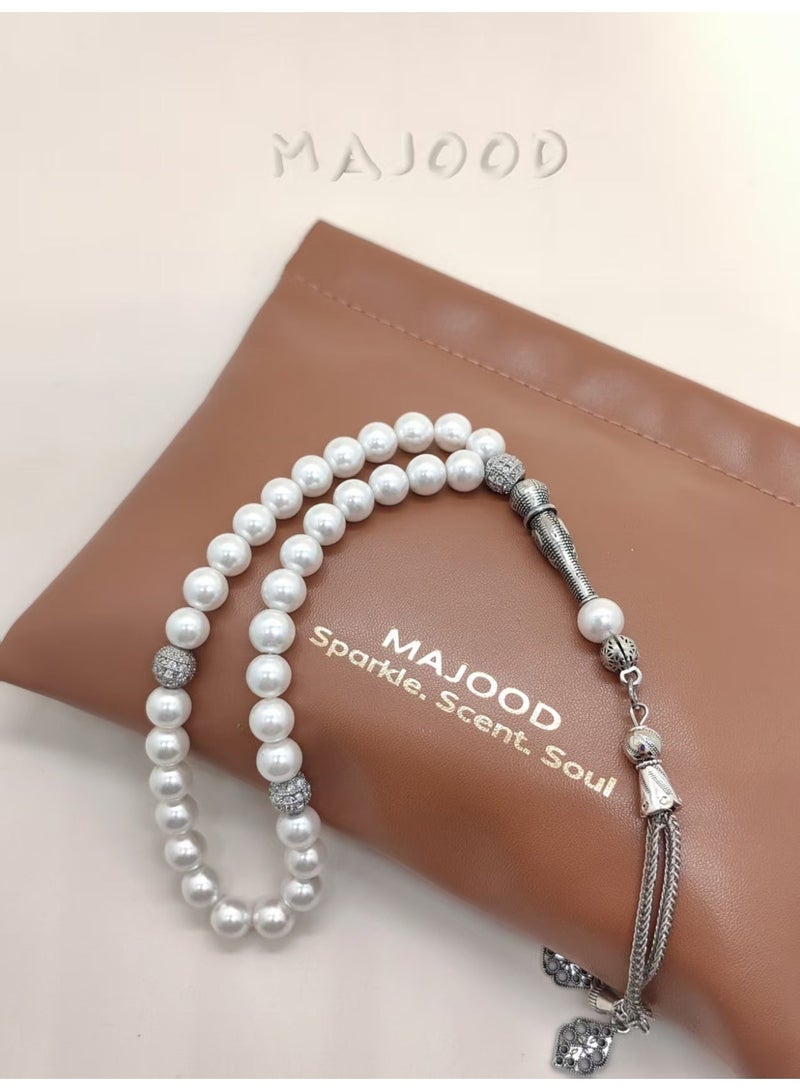 موجود 33 خرزة صدفة طبيعية/تسبيح/8 سم - Image 1