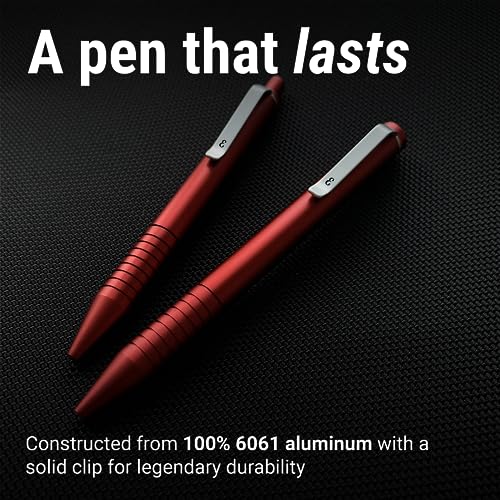 Everyman Grafton Mini Twist Refillable 0.7mm Gel Ink Pen Crimson | Sleek Anodized Aluminum Pocket Pen with Grooved Grip | Smooth Writing EDC Ink Pen for Office, Travel, Work & Gifting - Image 4