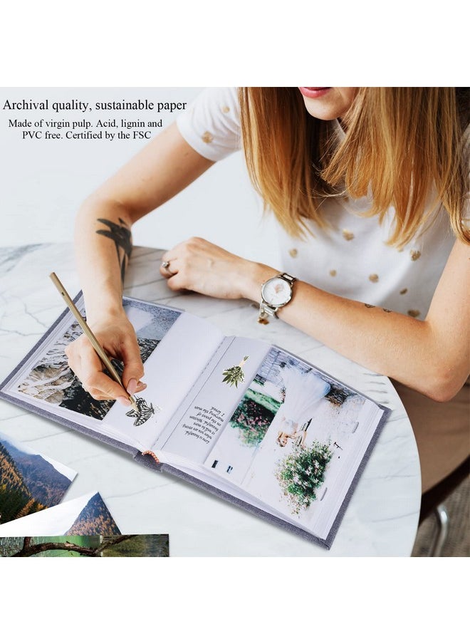 1DOT2 - Photo Album 4X6 Hold 60 Photos With Memo Vertical Slip-In Pockets Photo Book, Linen Cover Picture Photo Albums With Writing Space For Wedding Baby Mother'S Day Grey - Image 1
