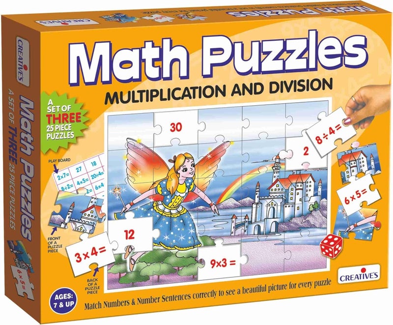 Creative's Math Puzzles Multiplication & Division, Math Learning Jigsaw Puzzles, Reinforce Multiplication and Division Skills, Learning & Educational Game,Math Puzzles Series for Ages 7 &Up - Image 1