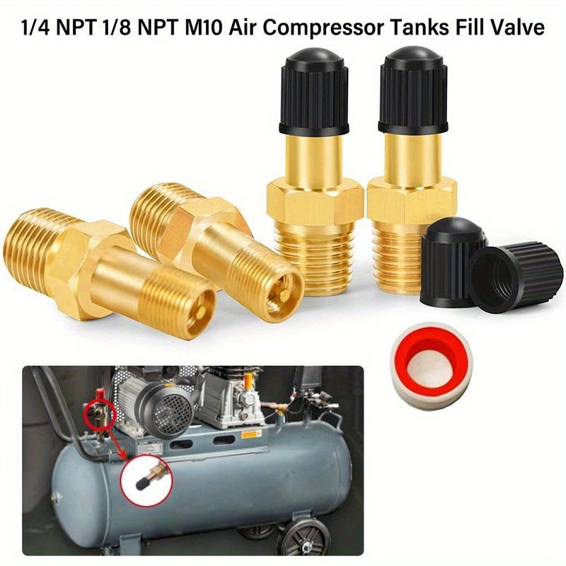 Durable Fill Valve for 1/4 NPT Air Compressor Tanks Corrosion Resistant Copper - Image 1
