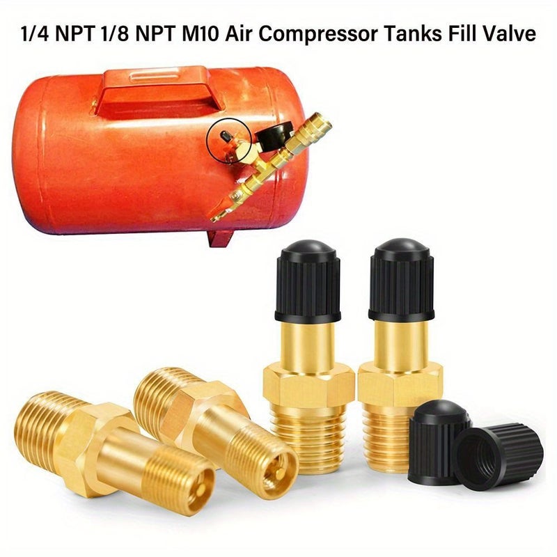 Durable Fill Valve for 1/4 NPT Air Compressor Tanks Corrosion Resistant Copper - Image 2