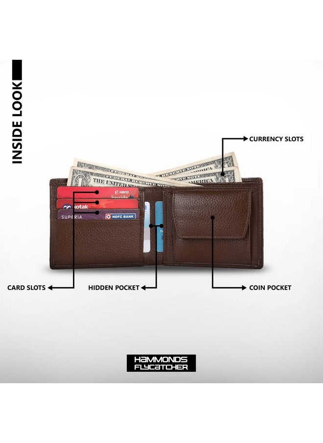 HAMMONDS FLYCATCHER HAMMONDS FLYCATCHER Genuine Leather Wallet for Men - RFID Protected Leather Purse for Men, Money Purse for Men, Bi-Fold Wallet - 6 Card Slots, 1 Card Case, Coin Pocket, Hidden Pockets - Brushwood  - Image 4