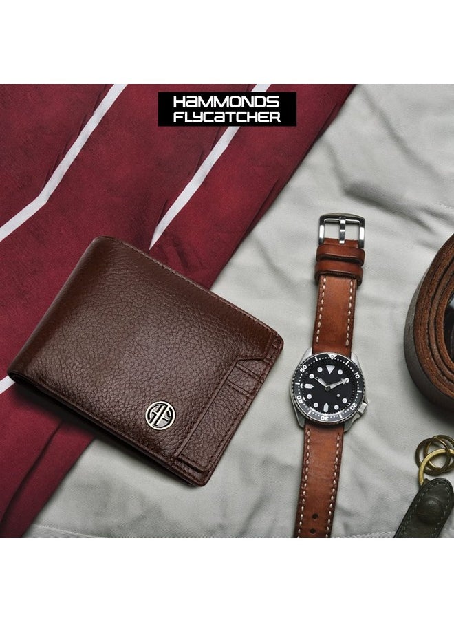 HAMMONDS FLYCATCHER HAMMONDS FLYCATCHER Genuine Leather Wallet for Men - RFID Protected Leather Purse for Men, Money Purse for Men, Bi-Fold Wallet - 6 Card Slots, 1 Card Case, Coin Pocket, Hidden Pockets - Brushwood  - Image 2