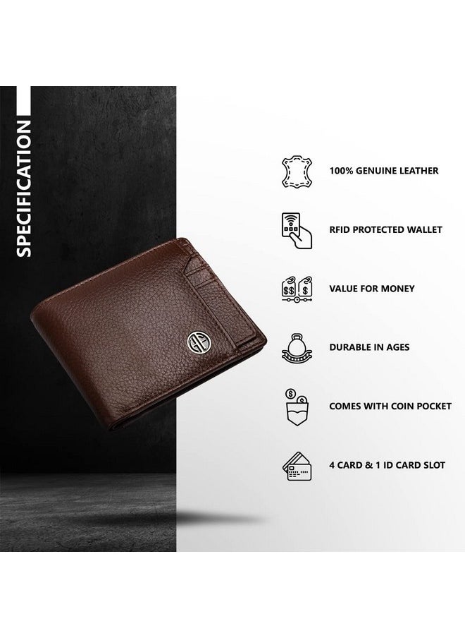 HAMMONDS FLYCATCHER HAMMONDS FLYCATCHER Genuine Leather Wallet for Men - RFID Protected Leather Purse for Men, Money Purse for Men, Bi-Fold Wallet - 6 Card Slots, 1 Card Case, Coin Pocket, Hidden Pockets - Brushwood  - Image 3