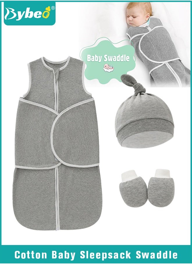 Bybeo 6 PCS Newborn Sleepsack Swaddle Blanket Baby Swaddling Wrap Infant Babies Sleeping Bag with Hat and Anti-grasping Gloves for Boy Girl Soft Cotton Sleep Sack  - Image 1