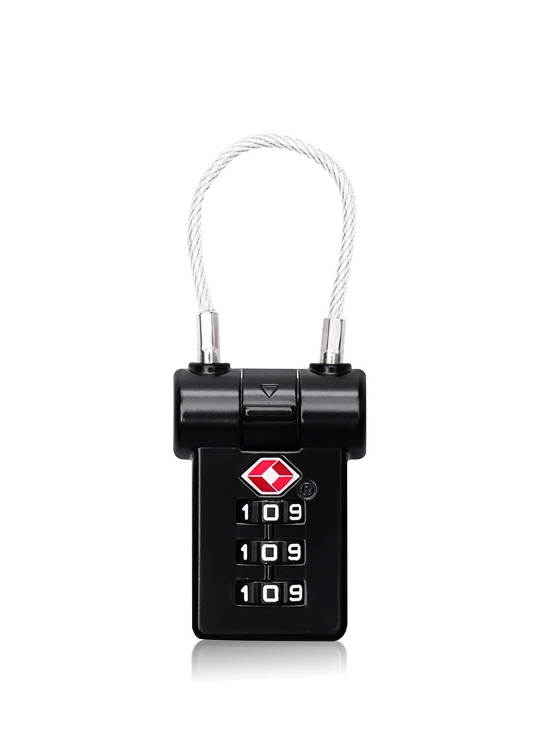 SYOSI 2 Pcs TSA Luggage Locks, 3 Digit Combination Padlock for Suitcase Zipper, TSA Luggage Password Lock for Travel Suitcases Luggage Bag Case (Black) - Image 1