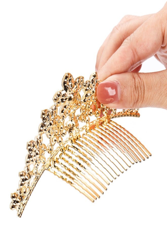 Lyellfe مجموعة لييلف المكونة من 6 تيجان، أطواق رأس مرصعة بأحجار الراين الكريستالية مع مشط، تيجان ذهبية وإكسسوارات شعر لحفلات أعياد الميلاد، حفلات التخرج، هدايا - Image 3