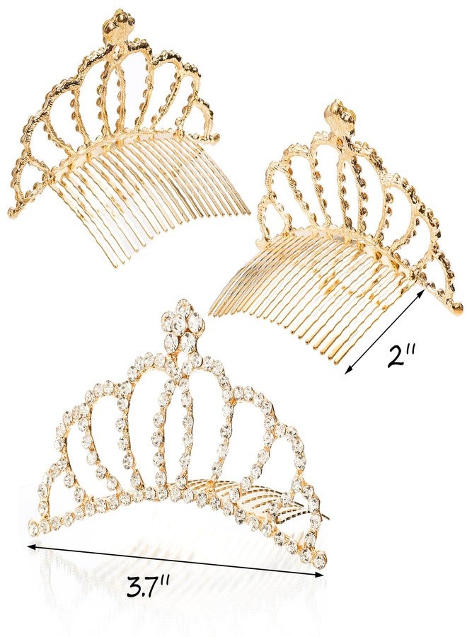 Lyellfe مجموعة لييلف المكونة من 6 تيجان، أطواق رأس مرصعة بأحجار الراين الكريستالية مع مشط، تيجان ذهبية وإكسسوارات شعر لحفلات أعياد الميلاد، حفلات التخرج، هدايا - Image 2