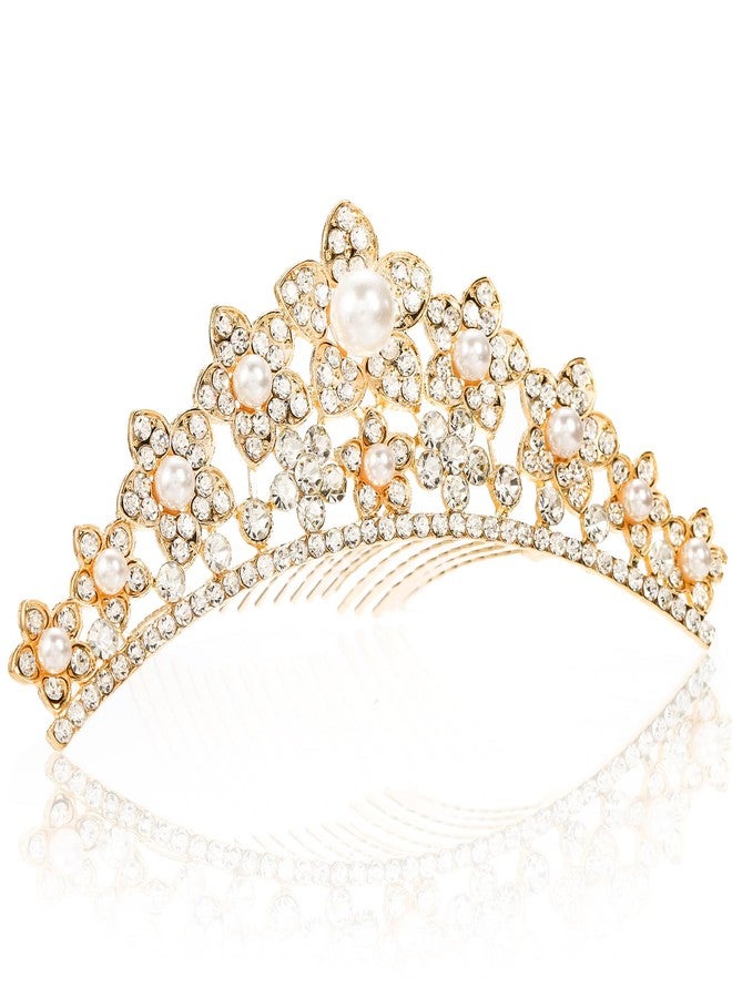 Lyellfe مجموعة لييلف المكونة من 6 تيجان، أطواق رأس مرصعة بأحجار الراين الكريستالية مع مشط، تيجان ذهبية وإكسسوارات شعر لحفلات أعياد الميلاد، حفلات التخرج، هدايا - Image 4