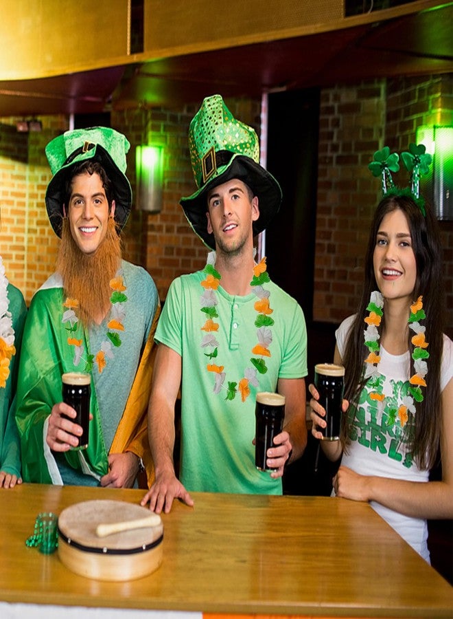 Becfupo 50 Pack St Patricks Day Hawaiian Leis Bulk, Green Orange White Silk Flower Leis For Irish St Patrick's Day Party Accessories Set - Image 4