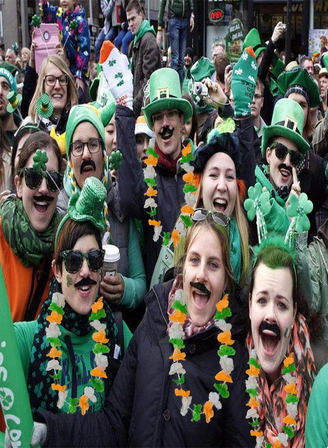 Becfupo 50 Pack St Patricks Day Hawaiian Leis Bulk, Green Orange White Silk Flower Leis For Irish St Patrick's Day Party Accessories Set - Image 5