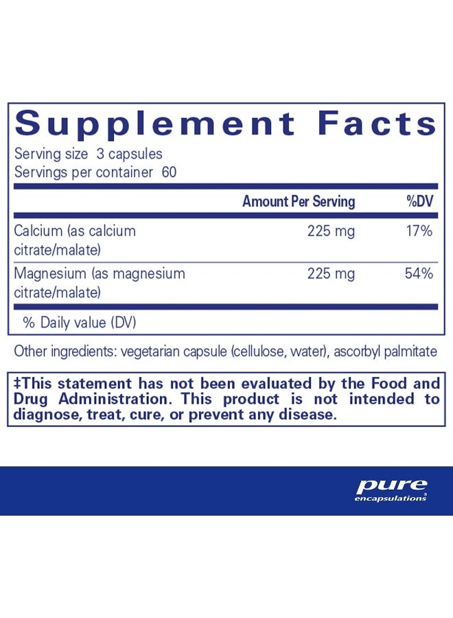 Pure Encapsulations Hypoallergenic Calcium Supplement with Magnesium - 180 Capsules - Image 2