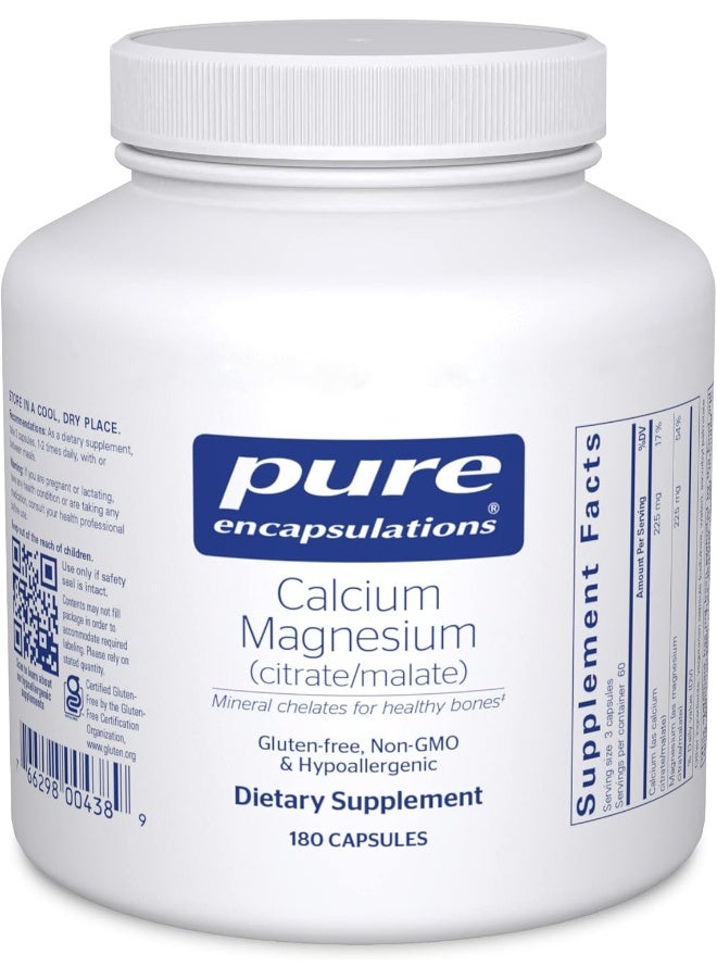 Pure Encapsulations Hypoallergenic Calcium Supplement with Magnesium - 180 Capsules - Image 1