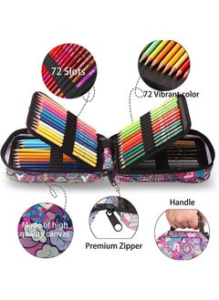 KALOUR KALOUR Premium Colored Pencils for Adult Coloring Book,Set of 72 Colors,Zipper Slot Pencil Case,with Sharpener,Soft Core,7 Metallic Color,Ideal for Layering Blending,for Artists Beginners Kids(Pink)  - Image 2