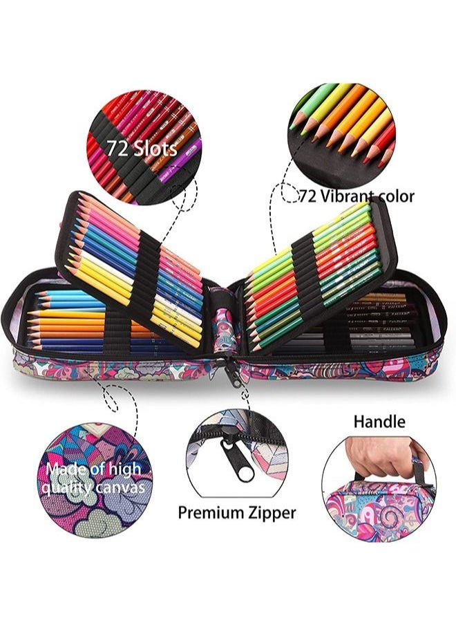 KALOUR - KALOUR Premium Colored Pencils for Adult Coloring Book,Set of 72 Colors,Zipper Slot Pencil Case,with Sharpener,Soft Core,7 Metallic Color,Ideal for Layering Blending,for Artists Beginners Kids(Pink) - Image 1