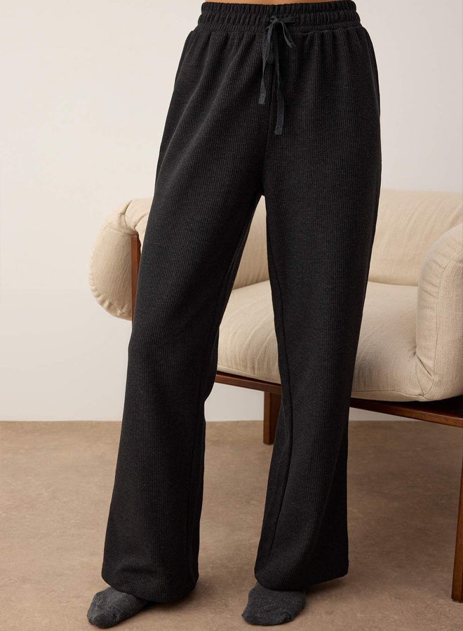trendyol Anthracite Waist Tie Detailed Waffle Knitted Pajama Set - Image 3