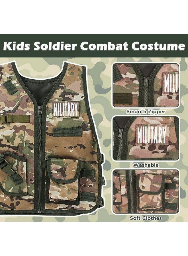 deAO deAO Army Costume for Boys, Military Soldier Gear Accessories with Uniform Helmet and Storage Backpack Halloween Army Combat Costume Police Set Dress Up Toys for Kids Girls  - Image 4