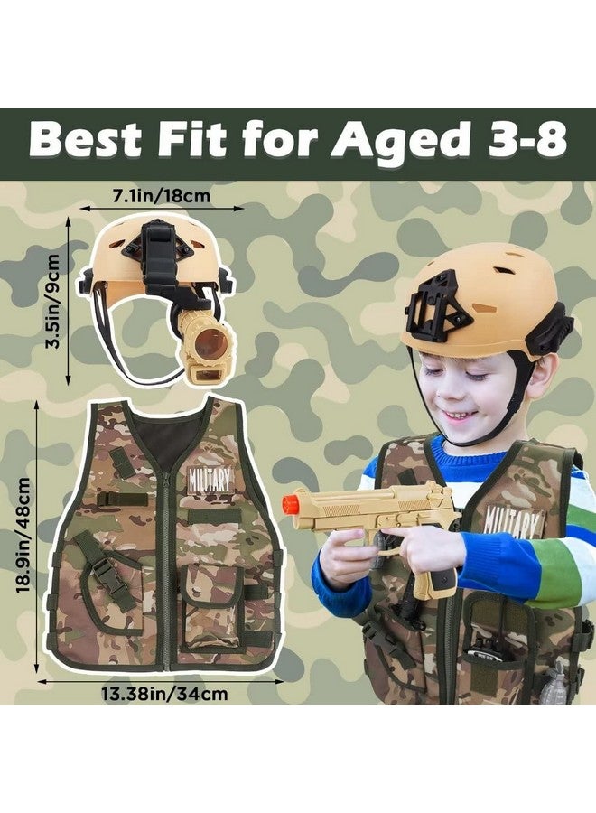 deAO deAO Army Costume for Boys, Military Soldier Gear Accessories with Uniform Helmet and Storage Backpack Halloween Army Combat Costume Police Set Dress Up Toys for Kids Girls  - Image 3