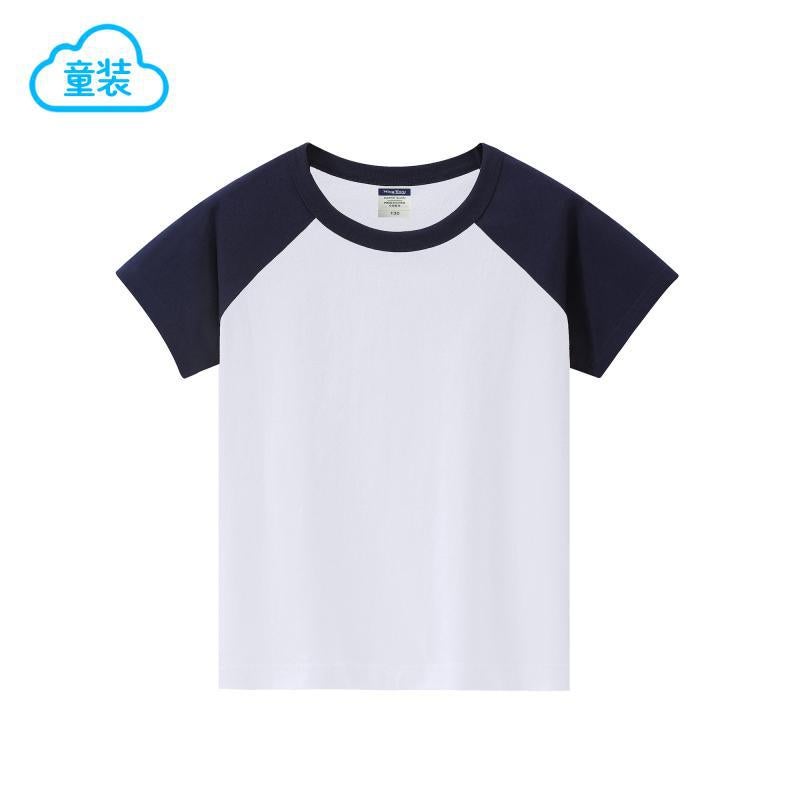 Manufacturer Kidsren'S T-Shirt 200G Pure Cotton Raglan Round Neck Short-Sleeved T-Shirt Student Printed Diy Activity Clothing - Image 1