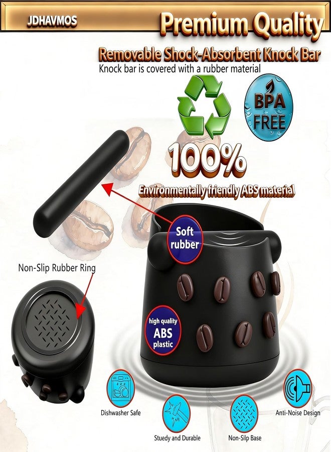 JDHAVMOS Coffee Knock Box, Espresso Knock Box with Barista Towels, Coffee Grounds Container Disposal,Removable Knock Bar and Non-Slip Base, Espresso Machine Accessories,Black, JDHAVMOS - Image 4